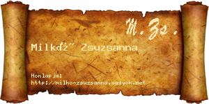 Milkó Zsuzsanna névjegykártya